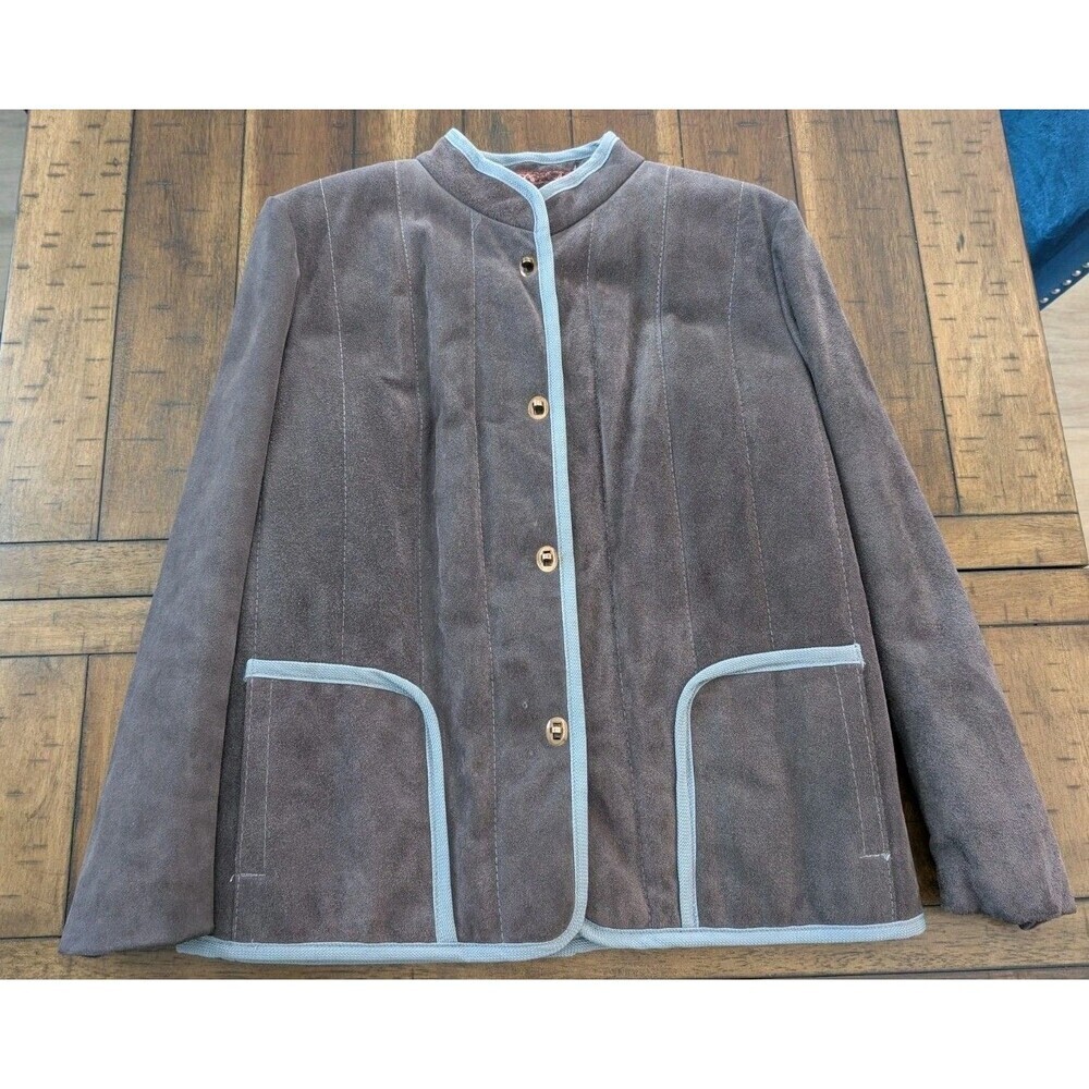 Sasson Austrian Style Faux Leather Suede Shearling Jacket Women's Size 11/12